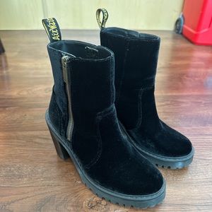 Dr. Martens Black Velvet Boots